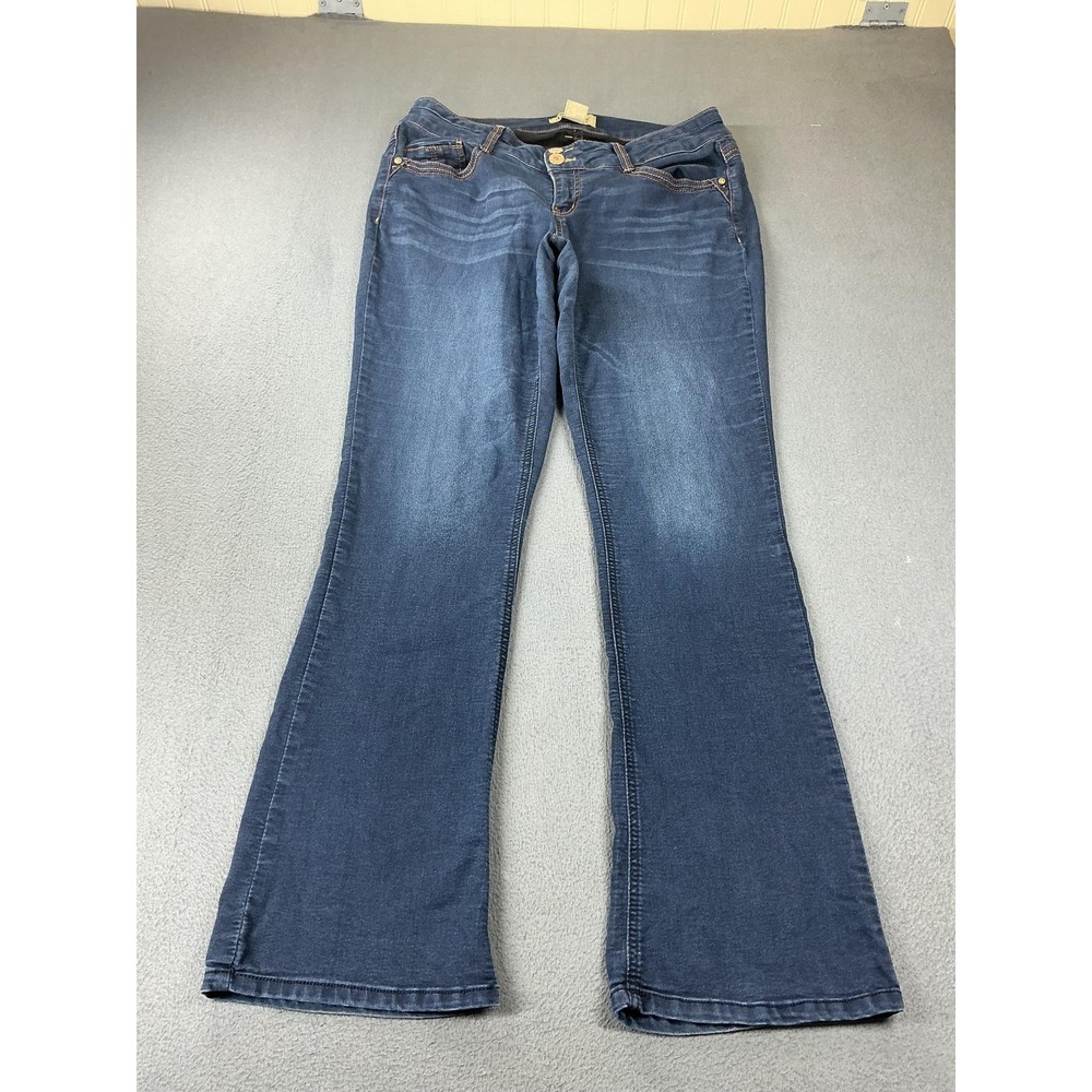 Democracy Jeans Womens 14 Blue Dark Wash Bootcut Slim Stretch Denim Western